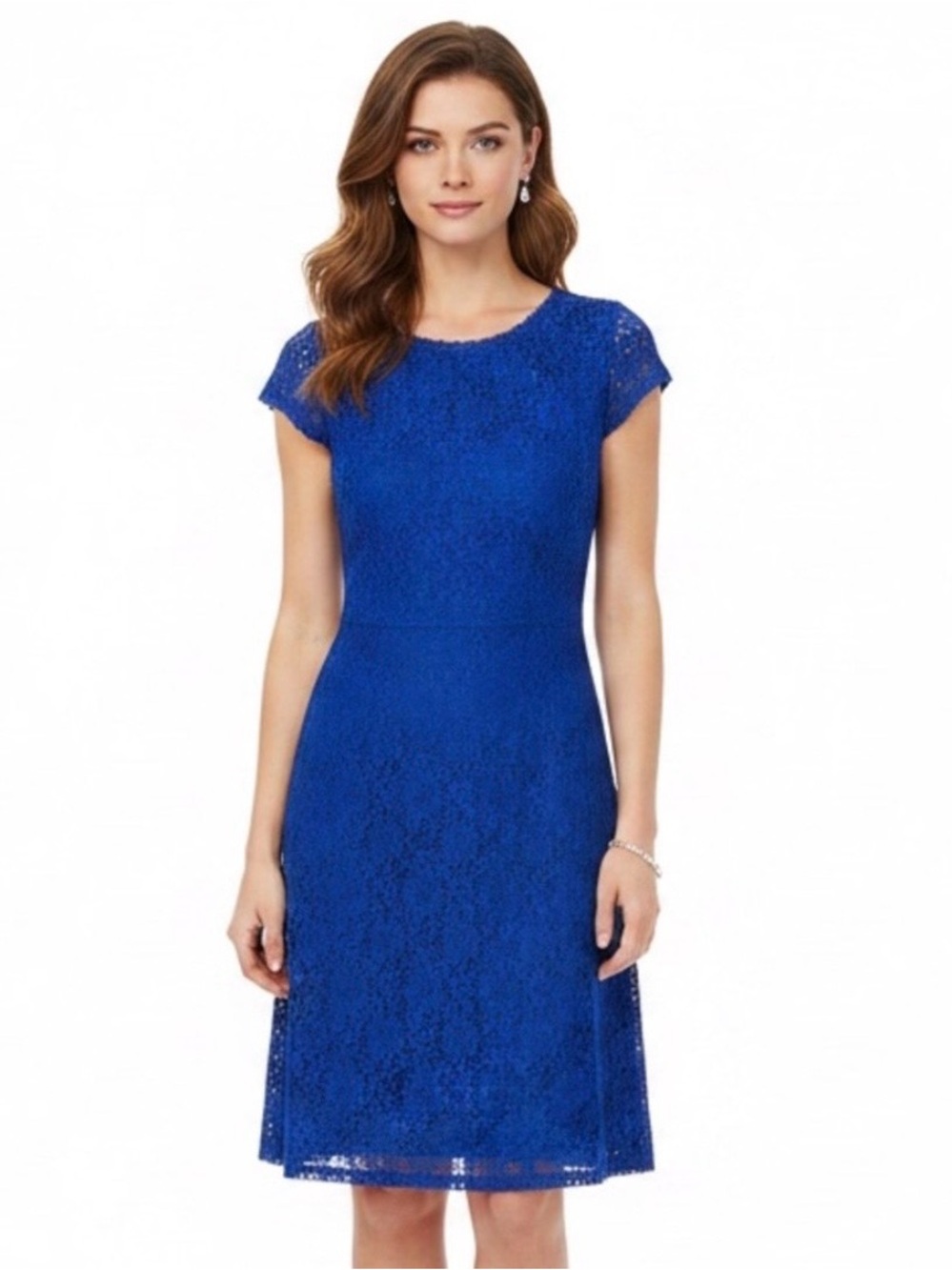 Laundry By Shelli Segal Royal Blue Lace Midi Dress